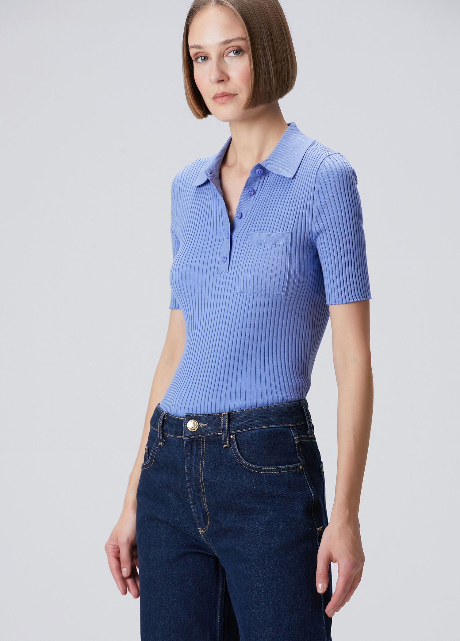 Beymen Collection Mavi Ribli Polo Triko - Dizi kıyafeti